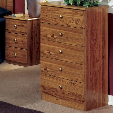 5 Drawer Chest with Brass Hardware